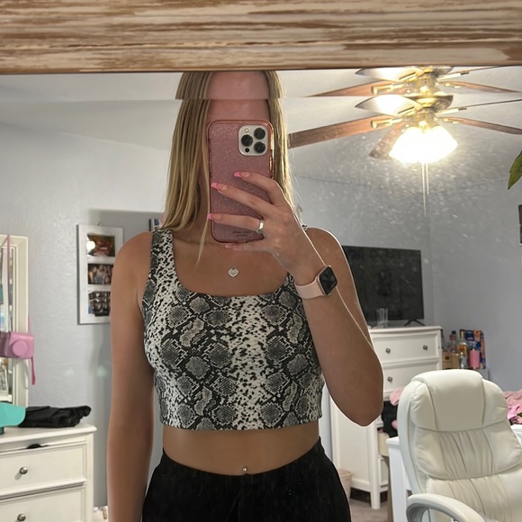 Snakeskin crop top. Most comfortable top ever!!! Super soft and stretchy. - Picture 1 of 2